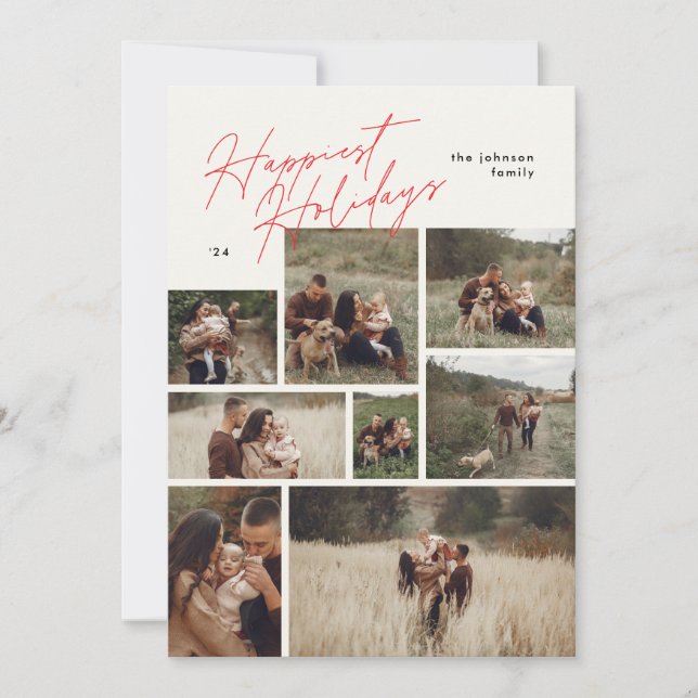 Modern kamera jul Red 8 Photo Happiest Julkort (Framsida)