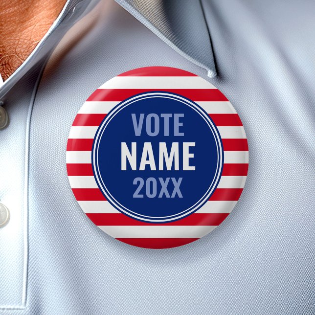 Modern Kampanj-design - rött Rand-blått, färdigt Knapp (Campaign Button)