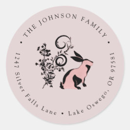 Modern kanin påsk returadress runt klistermärke