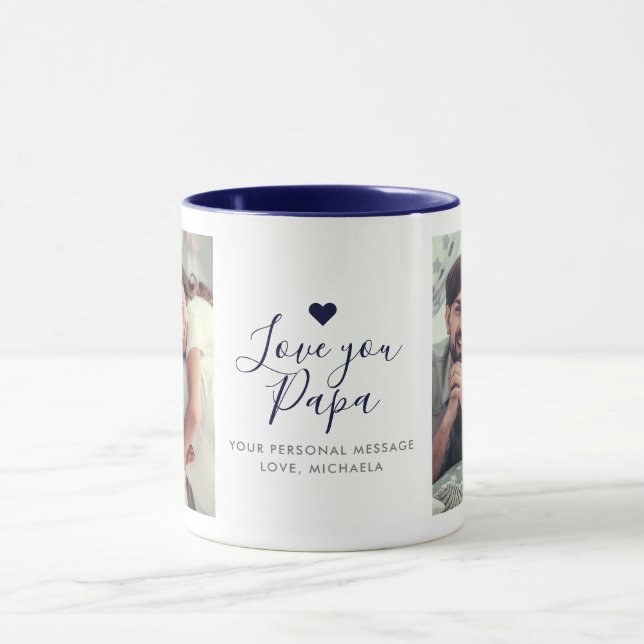 Modern "Kära pappa" 2-foto Mugg (Center)