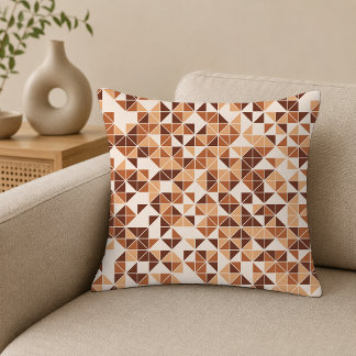 Modern karamellbrun geometrisk triangelmönster kudde