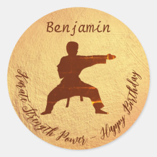 Modern Karate Kids Martial Arts Grattis på födelse Runt Klistermärke