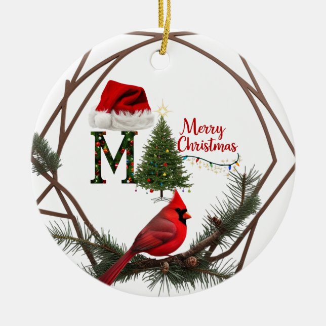 Modern kardinal Woodland Ceramic Star Ornament (Framsidan)