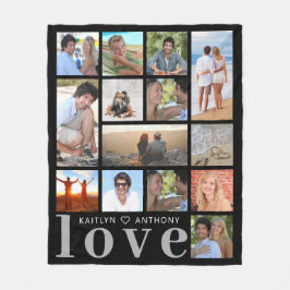 Modern KÄRLEK 14 Photo Collage Anpassningsbar Färg Fleecefilt