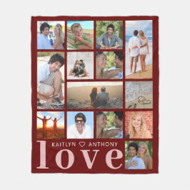 Modern KÄRLEK 14 Photo Collage Anpassningsbar Färg Fleecefilt