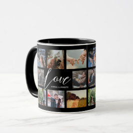 Modern Kärlek 8-fotokollage Valentine-par Black Mugg
