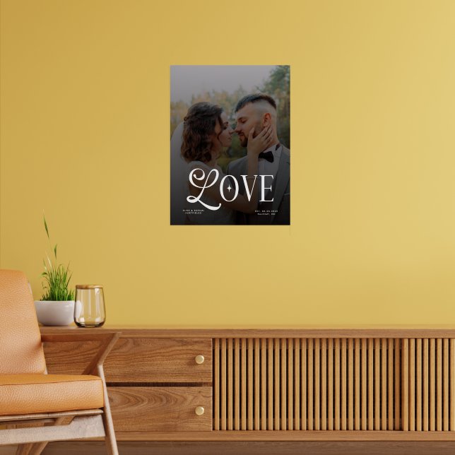 Modern kärlek Anpassad bröllopsfoto Par Monogram Poster (Vardagsrum 2)