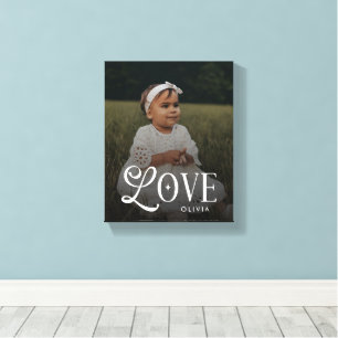 Modern kärlek Anpassad ny baby foto monogram Canvastryck