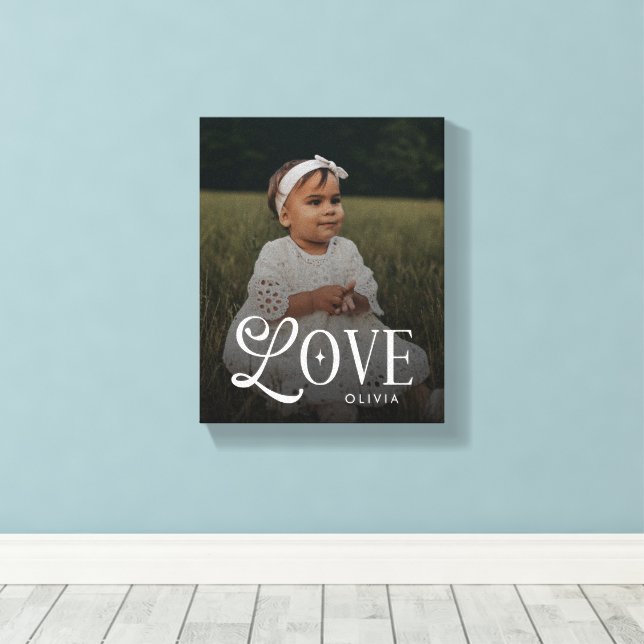 Modern kärlek Anpassad ny baby foto monogram Canvastryck (Insitu (trägolv))