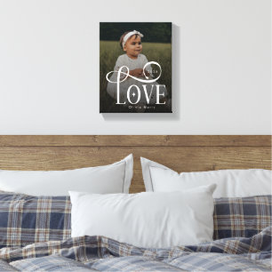 Modern kärlek Anpassad ny baby-fotografi Monogram Canvastryck
