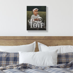 Modern kärlek Anpassad ny baby-fotografi Monogram Canvastryck