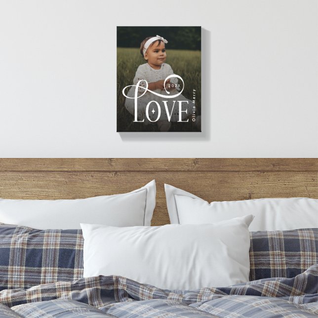 Modern kärlek Anpassad ny baby-fotografi Monogram Canvastryck (Insitu (sovrum))