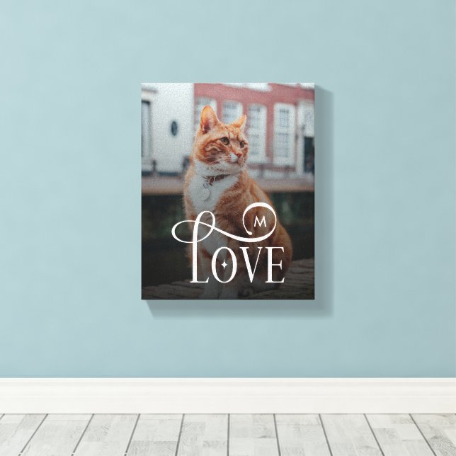 Modern kärlek Anpassade kattdjur Foto Monogram Canvastryck (Insitu (trägolv))