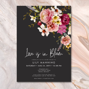 Modern Kärlek är i bloom Black Möhippa Brunch Inbjudningar