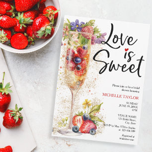 Modern kärlek är Sweet Summer Champagne Strawbär Inbjudningar