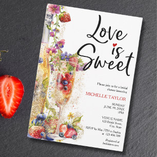 Modern kärlek är Sweet Summer Champagne Strawbär Inbjudningar