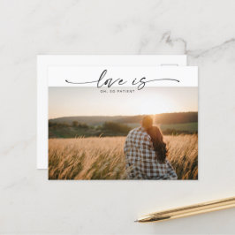 Modern kärlek är tålmodig bröllopsuppdatering vyko meddelande vykort