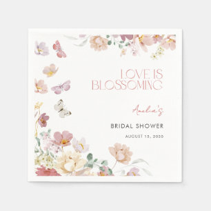 Modern kärlek blommar rosa bröllopsdusch pappersservett
