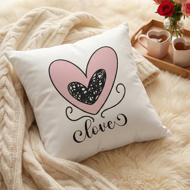 Modern Kärlek Cute Hearts Alla hjärtans dag Gift Kudde (Skapare uppladdad)