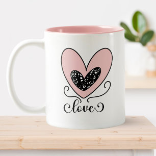 Modern Kärlek Cute Hearts Alla hjärtans dag Gift Två-Tonad Mugg