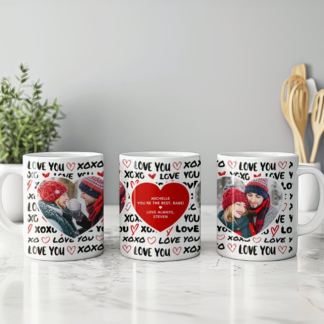 Modern kärlek Du 2 hjärta foton & personligt medde Kaffemugg (Skapare uppladdad)