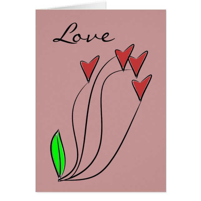 Modern Kärlek Heart Ro Hälsningskort (Framsidan)