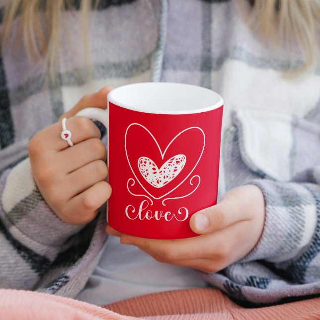 Modern Kärlek Hearts Cute Alla hjärtans dag Gift Kaffemugg (Skapare uppladdad)