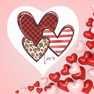 Modern Kärlek Hearts Valentine Hjärtformat Klistermärke