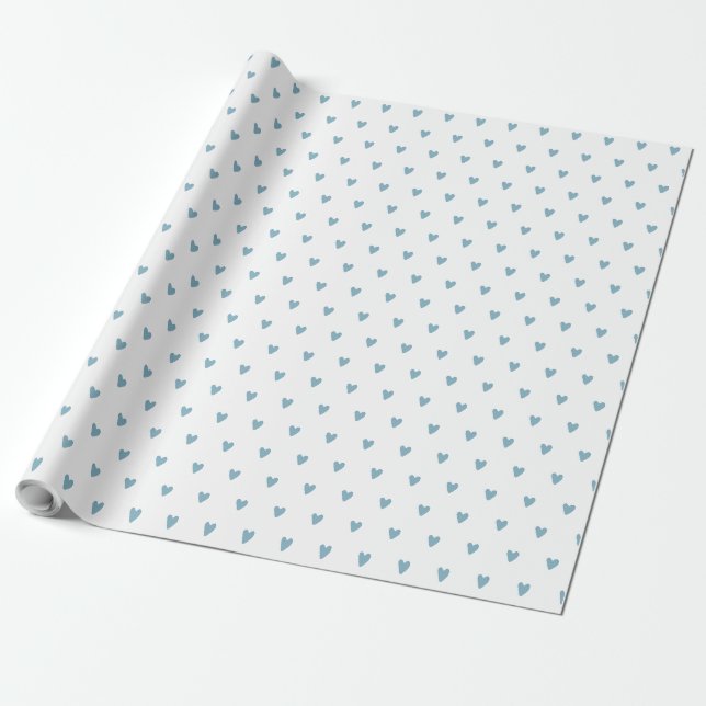 Modern kärlek hjärta babyblått vattenfärg presentpapper (Utrullad)
