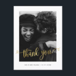 Modern kärlek hjärta bröllopsfoto tack-kort vykort<br><div class="desc">Minimalistisk och elegant bröllop tack-kort med script typografi 'tack' text. Text och meddelanden kan redigeras på baksidan av kortet. För mer avancerad anpassning av denna design,  t.ex. ändra layout,  typsnitt eller textstorlek,  klicka på "ANPASSA"-knappen ovan. Kontakta mig för eventuella frågor!</div>