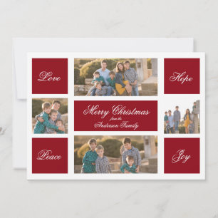 Modern Kärlek Hope Peace & Joy Jul Photo Card Julkort