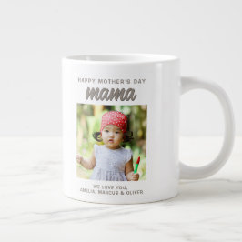 Modern Kärlek Mamma Kids Photo Lycklig Mors dag Jumbo Mugg