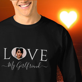 Modern kärlek min flickväns hjärtefoto Black White T Shirt