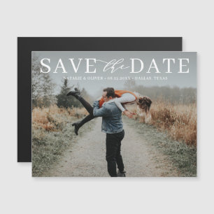 Modern Kärlek Mix Typography Photo Save Date II Magnetisk Inbjudningskort