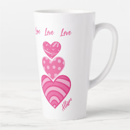 Modern Kärlek Mugg, 3 Rosa Hearts