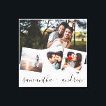 Modern kärlek namn 4 fotokollage bröllop keepsaké canvastryck<br><div class="desc">Modern kärlek namn 4 fotokollage bröllop keepsaké,  lägg till dina foton med en elegant-skripttypografi.</div>