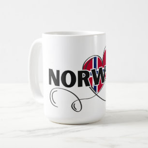 Modern Kärlek Norge Flagga skandinavien Souvenir Kaffemugg