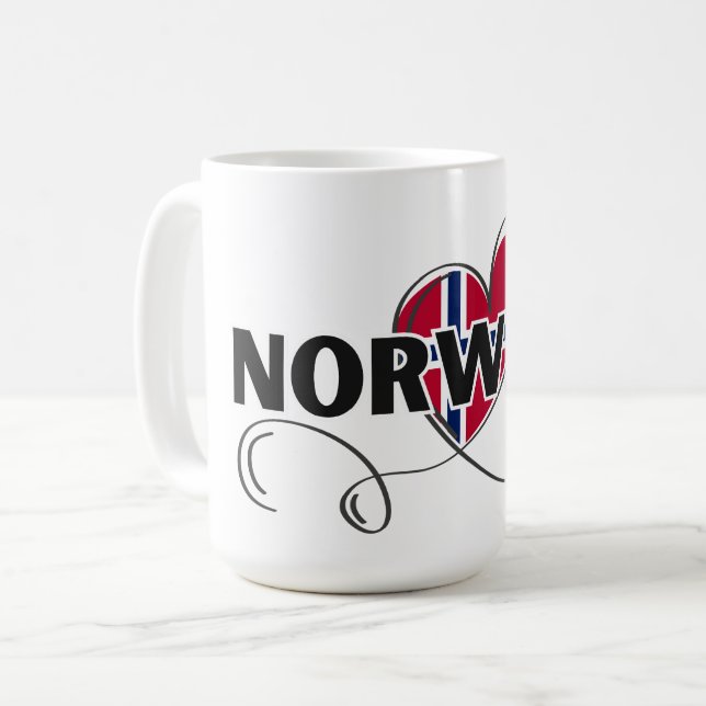 Modern Kärlek Norge Flagga skandinavien Souvenir Kaffemugg (Framsida vänster)