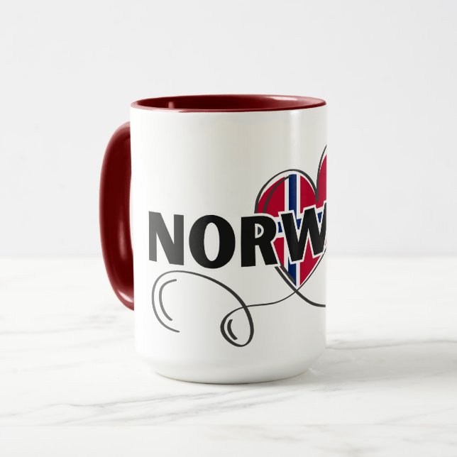 Modern Kärlek Norge Flagga skandinavien Souvenir Mugg (Framsida vänster)