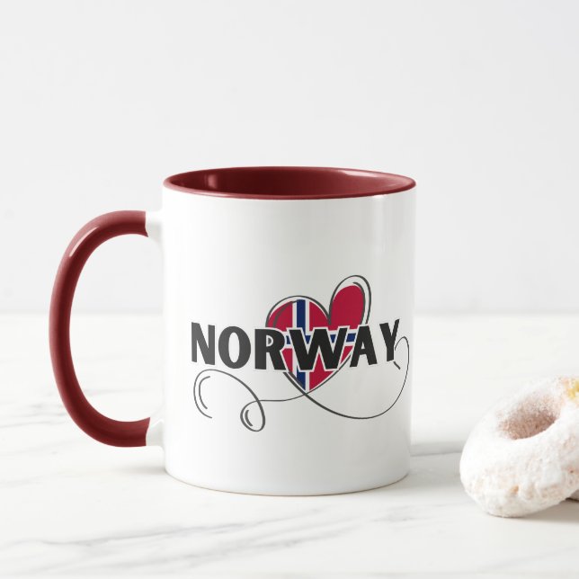 Modern Kärlek Norge Flagga skandinavien Souvenir Mugg (Med munk)