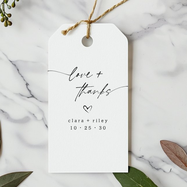 Modern Kärlek och tack för Heart Wedding-favoriter Presentetikett (Skapare uppladdad)