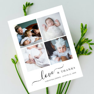 Modern kärlek och tack Foto Baby Shower Tack Vykort