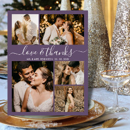 Modern Kärlek och tack Mauve Bröllop Tack Vykort