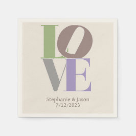 Modern Kärlek Personligt bröllp Pappersservett