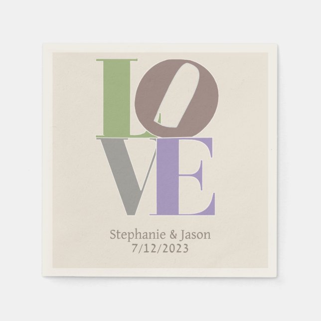 Modern Kärlek Personligt bröllp Pappersservett (Framsidan)