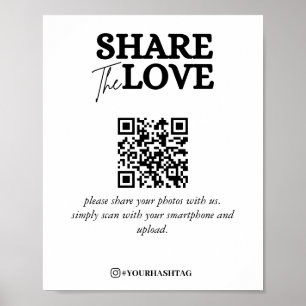 Modern  Kärlek QR-koden vit Poster