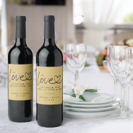 Modern kärlek skratt lyckligt för evigt bröllop vinflaska etikett