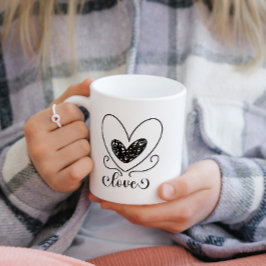 Modern Kärlek-skript Hearts Cute Valentines day Gi Kaffemugg