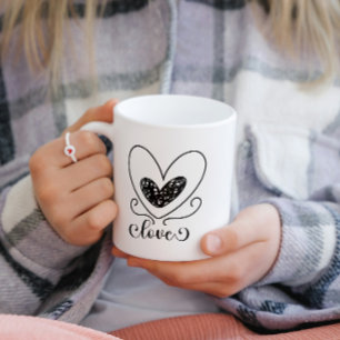 Modern Kärlek-skript Hearts Cute Valentines day Gi Kaffemugg