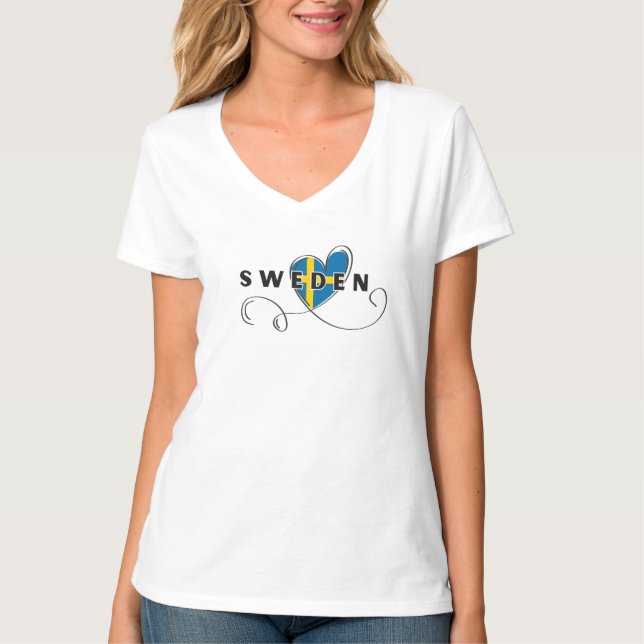 Modern kärlek Sverige Flagga Svenskt souvenir  T Shirt (Framsida)